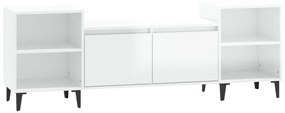Έπιπλο Τηλεόρασης Γυαλ. Λευκό 160x35x55 εκ. Επεξεργασμένο Ξύλο - Λευκό