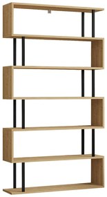 Βιβλιοθήκη Ziza pakoworld σε oak απόχρωση 90x22x162.6εκ