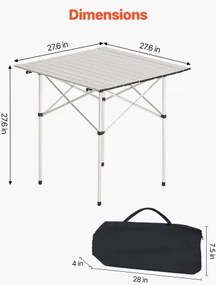 VEVOR Folding Portable Camping Table Aluminum Outdoor Picnic Table Carry Bag