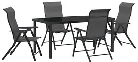 vidaXL Σέτ φαγητού για κήπο Ρυθμιζόμενο ύψος 5 pcs Γκρι Πολυ ράταν