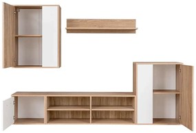 vidaXL Σετ επίπλου τηλεόρασης Επιτοίχιο 5 pcs Λευκό και ξύλο Sonoma