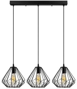 Φωτιστικό Οροφής - Ράγα Diamond 521SHN3393 73x117cm 3xE27 40W Black Opviq