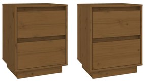 vidaXL Κομοδίνο 2 τεμ. Καφέ Μελί 40 x 35 x 50 εκ από Μασίφ Ξύλο Πεύκου