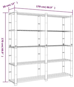 Ραφιέρα με 5 Ράφια Καφέ 170 x 38 x 170 εκ. Μασίφ Ξύλο Πεύκου - Καφέ