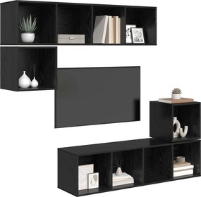 vidaXL Σετ επίπλου τηλεόρασης 4 pcs Μαύρη Οξυά Επεξεργασμένο ξύλο
