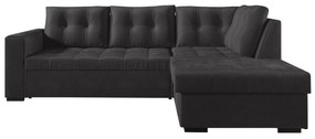Γωνιακός Καναπές Κρεβάτι Verano Μαύρο με αποθηκευτικό χώρο 247x174x88cm - Δεξιά Γωνία - TED4589