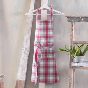 Ποδιά Κουζίνας Ολόσωμη Check Red Ρυθμός 100% Cotton