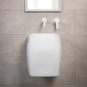 Athos White Gloss 37x39 - Κρεμαστος Νιπτήρας Μπανιου