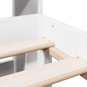 Κρεβάτι Βιβλιοθήκη Χωρίς Στρώμα Λευκό 135x190 εκ Μασίφ Πεύκο - Λευκό