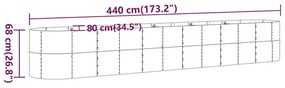 Ζαρντινιέρα Καφέ 440x80x68 εκ. Ατσάλι με Ηλεκτρ. Βαφή Πούδρας - Καφέ