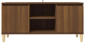 vidaXL Έπιπλο Τηλεόρασης Καφέ Δρυς 103,5x35x50εκ. Μασίφ Ξύλινα Πόδια