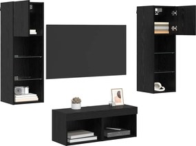 vidaXL Βάσεις τηλεόρασης Επιτοίχιο 4 pcs Μαύρη Οξυά Επεξεργασμένο ξύλο