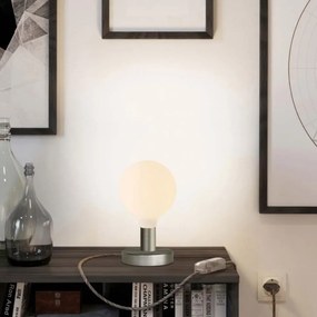 Επιτραπέζιο Φωτιστικό Μεταλλικό Posaluce Globe Νίκελ ΜΑΤ Dimmer