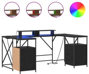 vidaXL Γραφείο Μαύρη Δρυς 182 x 101 x 87.5 εκ. Επεξεργασμένο ξύλο