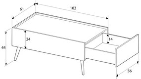 Τραπεζάκι σαλονιού Luna Megapap χρώμα oak 102x61x44εκ.