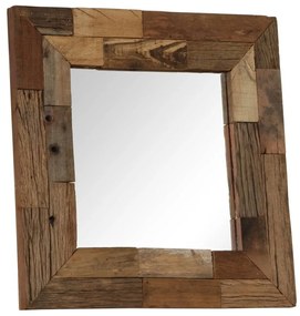 Καθρέφτης 50 x 50 εκ. από Μασίφ Ανακυκλωμένο Ξύλο - Καφέ