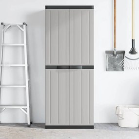 vidaXL Ντουλάπι Αποθ. Εξ. Χώρου Γκρι/Μαύρο 65x37x165εκ. Πολυπροπυλένιο