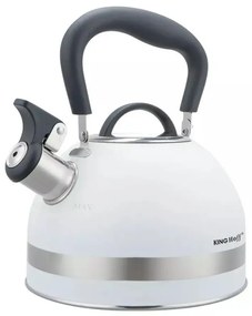 Τσαγιέρα με σφυρίχτρα Kinghoff KH 1852, 1.8l, Επαγωγή, Θερμομονωμένη λαβή, Λευκό