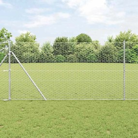 vidaXL Εξάγωνος Φράχτης Γκρίζος Ασημί 1.4 x 25 m Γαλβανισμένος χάλυβας