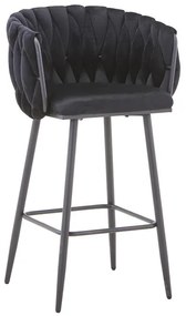 Σκαμπό μπαρ Vivian μαύρο βελούδο-πόδι μαύρο μέταλλο 57x50x100εκ 2αδα 57x50x100 εκ.