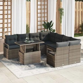 vidaXL Σετ Καναπέ Κήπου με μαξιλάρι 9 pcs Γκρι 100 x 55 x 73 εκ