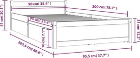 vidaXL Πλαίσιο Κρεβατιού με Συρτάρια 90 x 200 εκ.