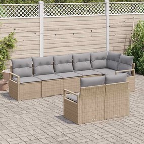 vidaXL Σετ Καναπέ Κήπου με μαξιλάρι 8 pcs Μπεζ, Ανοιχτό Γκρι