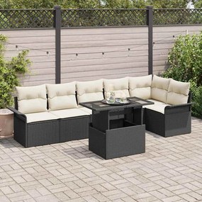 vidaXL Σετ Καναπέ Κήπου με μαξιλάρι 7 pcs Μαύρο Πολυ ράταν