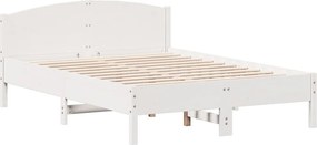 vidaXL Σκελετός Κρεβ. Χωρίς Στρώμα Λευκό 150x200 εκ Μασίφ Πεύκο
