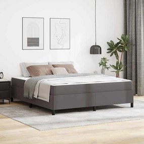 vidaXL Σκελετός κρεβατιού με στρώμα Γκρι 180 x 200 cm Τεχνητό δέρμα