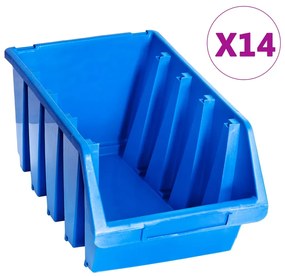 vidaXL Κουτιά Αποθήκευσης Στοιβαζόμενα 14 Τεμ. Μπλε από Πλαστικό