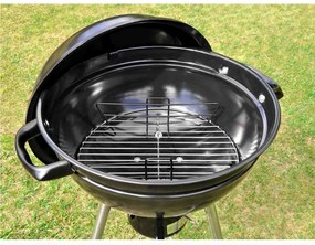 Ψησταριά κάρβουνου MasterGrill MG910, 46 cm, Εμαγιέ ατσάλι, Συλλέκτη στάχτης, 2 Ροδάκια, Μαύρο/Inox