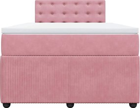 vidaXL Κρεβάτι Boxspring με Στρώμα Ροζ 120x200 εκ. Βελούδινο
