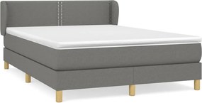 vidaXL Κρεβάτι Boxspring με Στρώμα Σκούρο Γκρι 140x200 εκ Υφασμάτινο