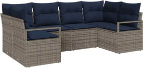 vidaXL Σετ Καναπέ με μαξιλάρι 6 pcs Γκρι Πολυ Ρατάν
