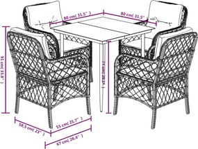 vidaXL Σετ Τραπεζαρίας Κήπου 5 τεμ. Γκρι Συνθ. Ρατάν με Μαξιλάρια