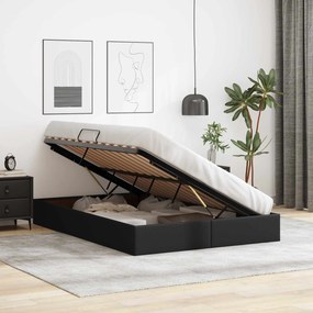 vidaXL Κρεβάτι Οθωμανικού Τύπου Μαύρο 140 x 190 cm Τεχνητό Δέρμα