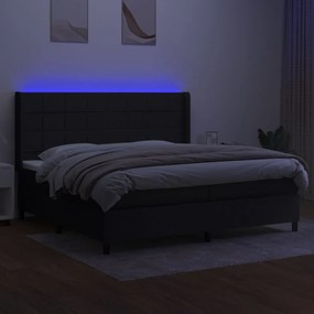 ΚΡΕΒΑΤΙ BOXSPRING ΜΕ ΣΤΡΩΜΑ &amp; LED ΜΑΥΡΟ 200X200 ΕΚ. ΥΦΑΣΜΑΤΙΝΟ 3138343