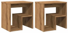 vidaXL Κομοδίνα 2 τεμ. Τεχνίτης Δρυς 40x30x40 εκ. από Επεξεργ. Ξύλο