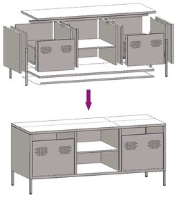 Έπιπλο Τηλεόρασης Λαδί 101,5x39x43,5 εκ. Ατσάλι Ψυχρής Έλασης - Πράσινο