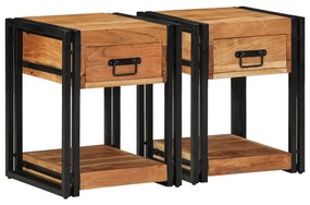 vidaXL Κομοδίνα 2 τεμάχια 40x40x50 εκ. Μασίφ Ξύλο Ακακίας
