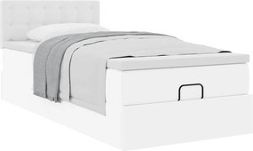 vidaXL Οθωμανικό κρεβάτι με στρώμα Λευκό 80x200cm Faux Leather