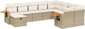 vidaXL Patio Sofa Set 9-θέσια Beige and Cream