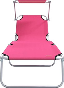 vidaXL Ξαπλώστρα 2 pcs Ροζ 58 x 188 x 77 εκ. Πολυεστέρας