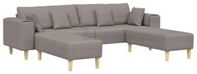 vidaXL Υφασμάτινος καναπές με μαξιλάρι 3 pcs Taupe 208 εκ. ύφασμα