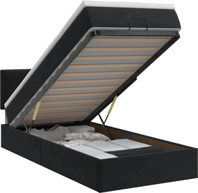vidaXL Κρεβάτι Ottoman με στρώμα Μαύρο 100 x 200 cm Βελούδο