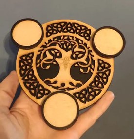 Intra απο ξύλο plywood 3mm-4mm πάχος - Κεντρικό κερί Celtic Tree Of Life Δίασταση 30x30 cm Intraeaxys-r1z240w1
