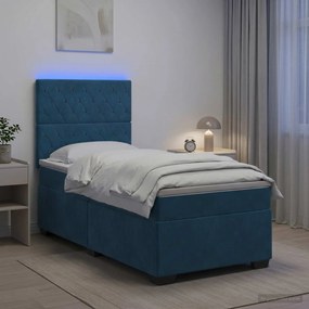 vidaXL Κρεβάτι box spring με στρώμα Μπλε 80 x 200 cm Βελούδο