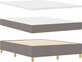 vidaXL LED Κρεβάτι με βάθρο με στρώμα Taupe 140 x 200 cm ύφασμα