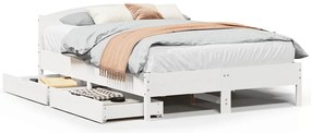 vidaXL Σκελετός Κρεβ. Χωρίς Στρώμα Λευκό 140x200 εκ Μασίφ Πεύκο